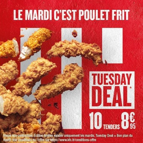 立省€8！可自选3款酱料KFC 疯狂星期二❗️双人份Tender炸鸡柳(共10块)仅€8.95