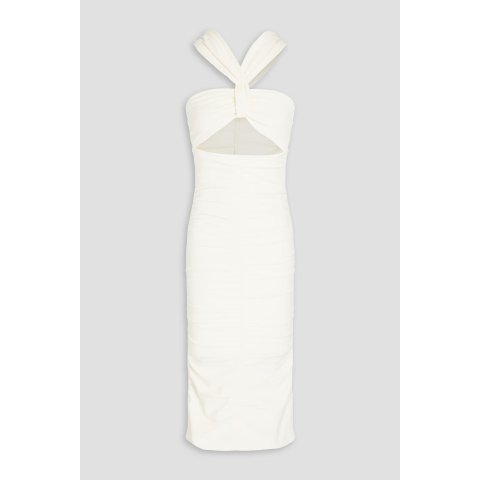 Sandro有点像希腊女神的端庄感挂脖镂空小白裙