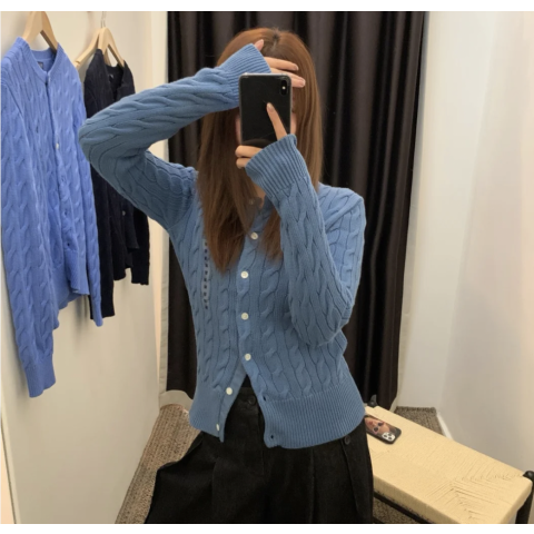 Ralph Lauren雾霾蓝太好看了啊啊麻花开衫