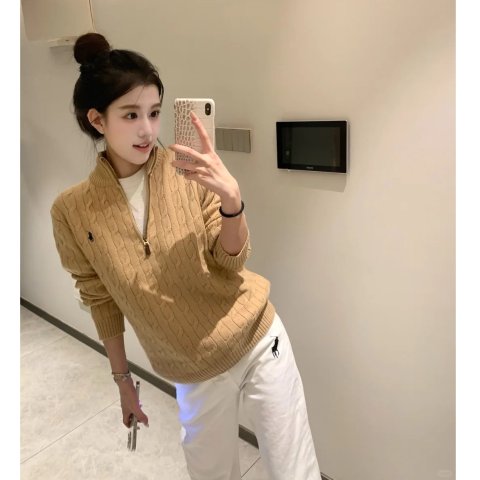 Polo Ralph Lauren半拉链粗麻花毛衣