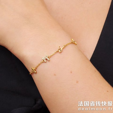 宝石爱心字母手链