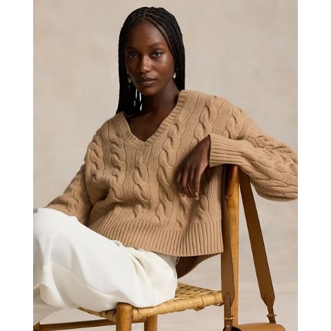 Ralph Lauren羊毛羊绒V领毛衣