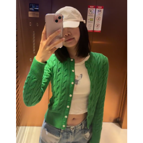 Ralph Lauren显白显白显白！！粗麻花开衫