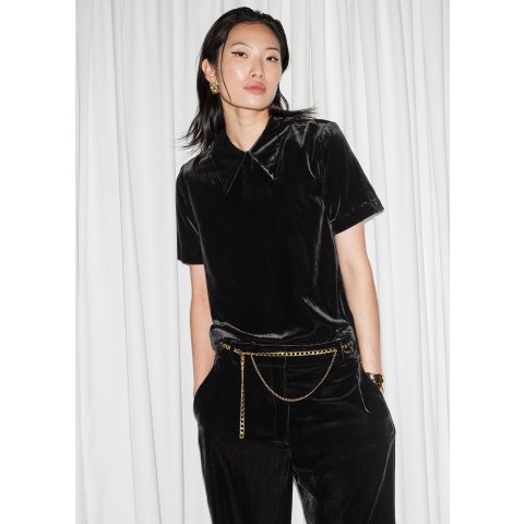 低调很有格调丝绒衬衫