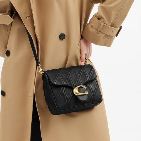 Coach虎斑绗缝皮革单肩包