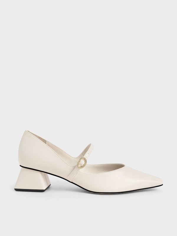 Roxane Square-Toe Mary Janes - Chalk