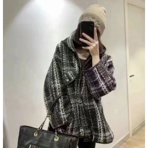 Maje双面穿~~里面是菱格纹大衣！！小香风外套