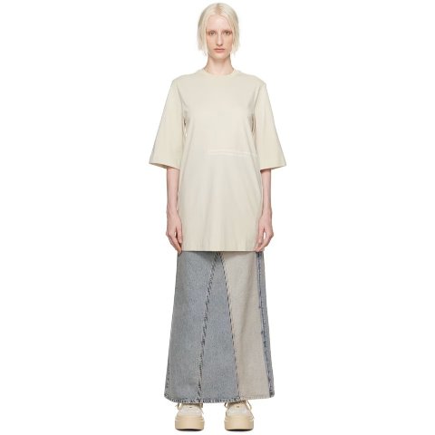 米色印花连衣裙