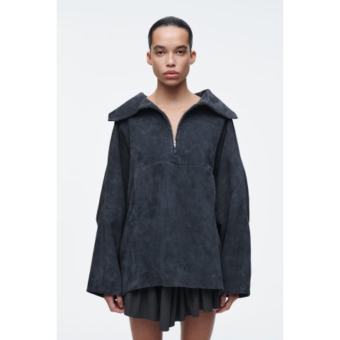 COS本季大爆款！灰蓝色麂皮质感拉满夹克