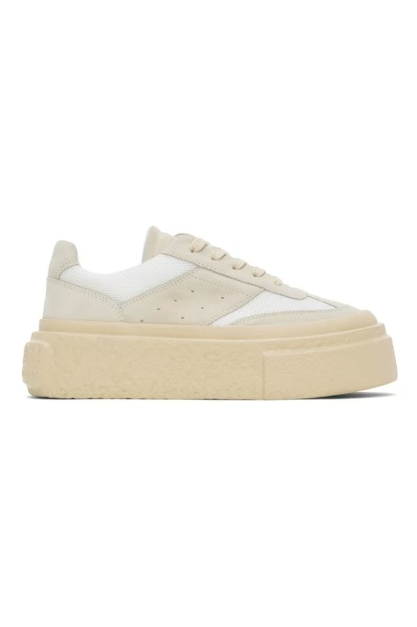 白色 & 米色 Gambetta Lace-Up Platform 运动鞋