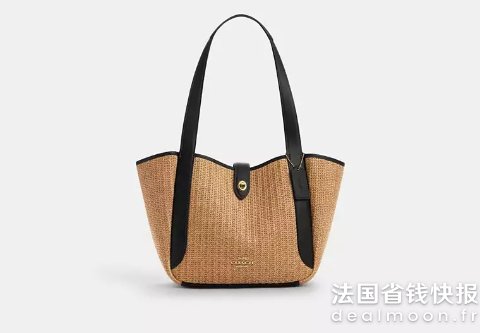 Coach草编托特包