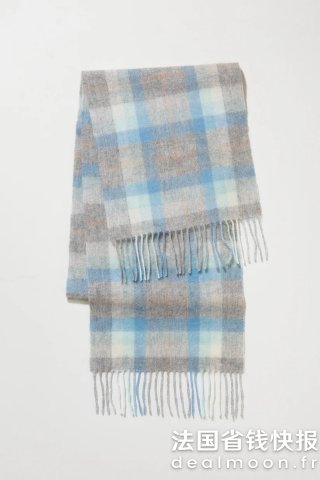 现代格纹羔羊毛围巾 水色