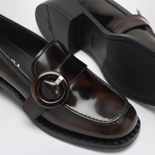 Prada Brushed leather moccasins in Burnt color | TheDoubleF
