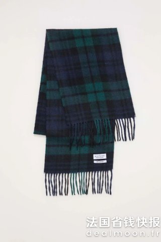 国内官方店¥1299！相当于2.8折！Made In Scotland 传统羊绒围巾