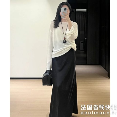 & Other Stories超级优雅黑色缎面半裙