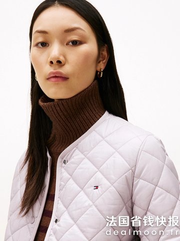 Tommy Hilfiger淡紫色轻量格纹棉服