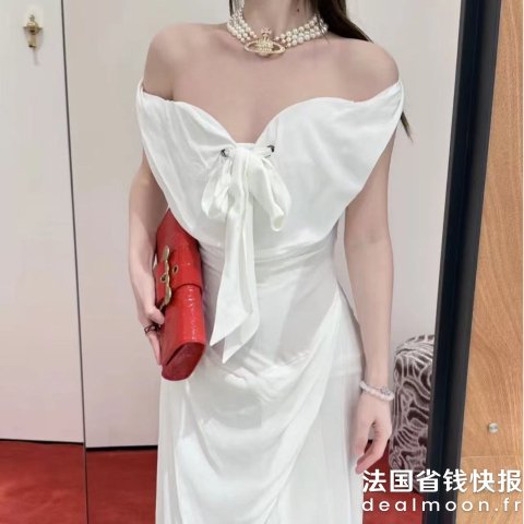Vivienne Westwood蝴蝶结露肩中长裙