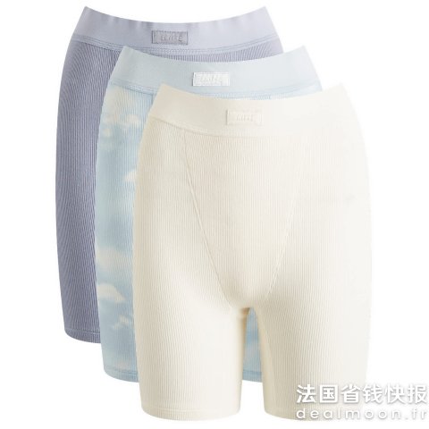 棉质罗纹平角内裤 3条装