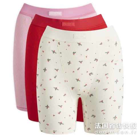 棉质罗纹内裤 3件装