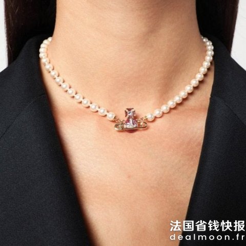 Vivienne Westwood Kitty 土星别针珍珠项链