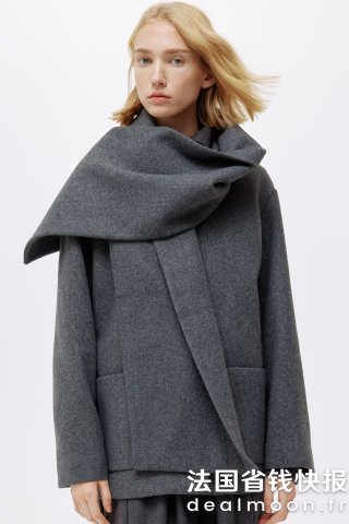 H&MH&M 女士围巾装饰大衣 深灰色