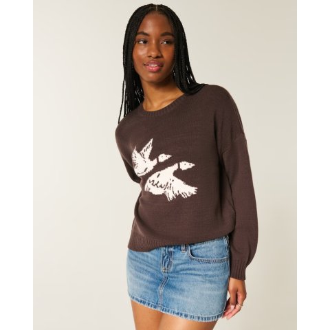 HollisterEasy Flying Birds 图案圆领卫衣