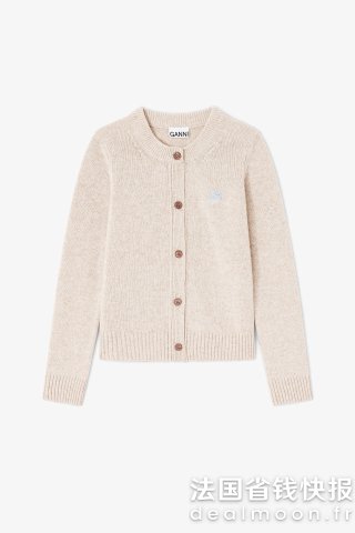 Ganni米色羊毛混纺开衫