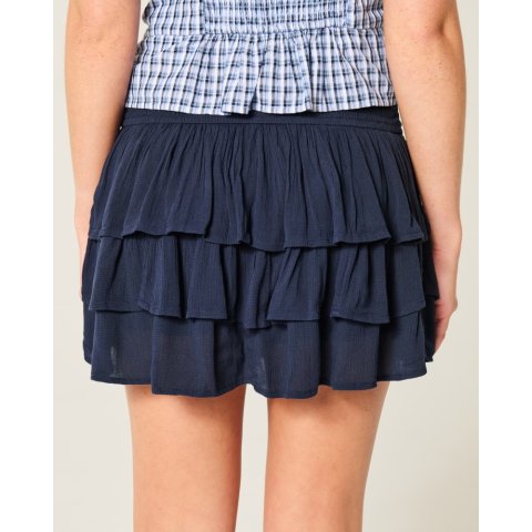 Hollister荷叶边迷你短裙裤