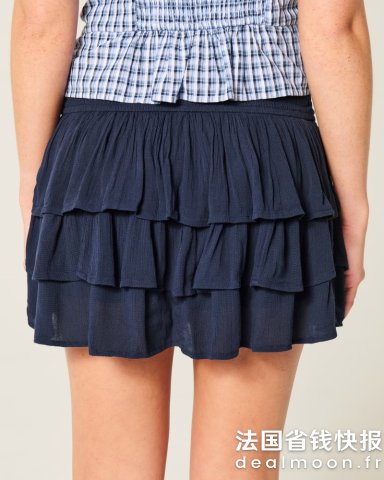 Hollister荷叶边迷你短裙裤