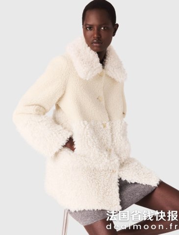 Maje长款仿皮草外套