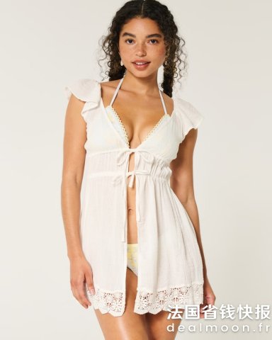 Hollister绑带纱质开衫上衣