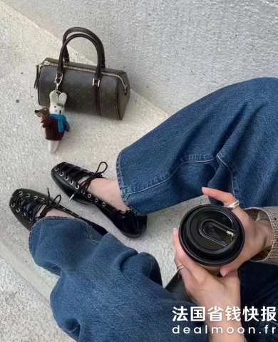 Ganni黑色系带芭蕾平底鞋