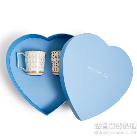 Wedgwood送小情侣超拿得出手！Renaissance 马克杯 2只 心形盒装
