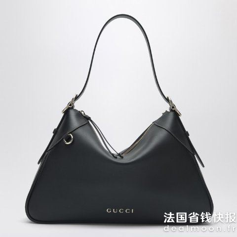 GucciGG Emblem 大号黑色单肩包