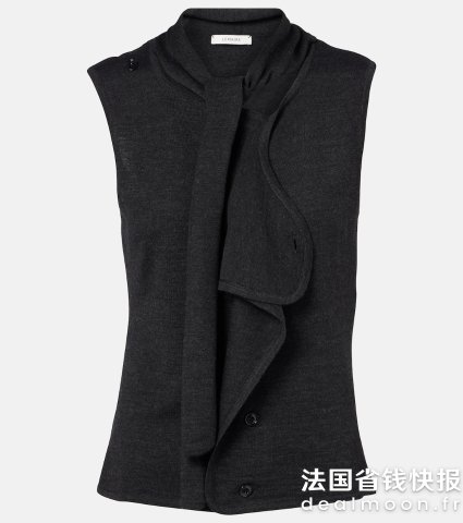 不对称羊毛混纺系带背心