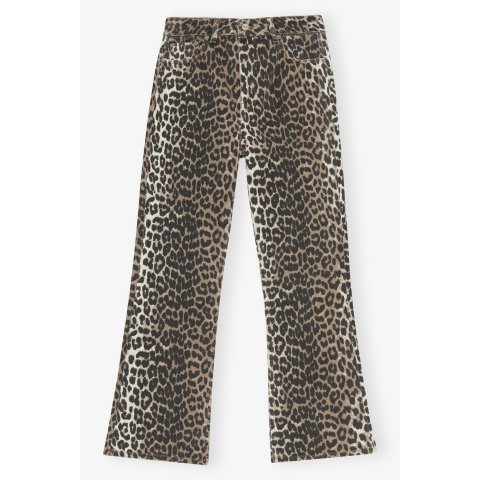 Ganni豹纹微喇裤