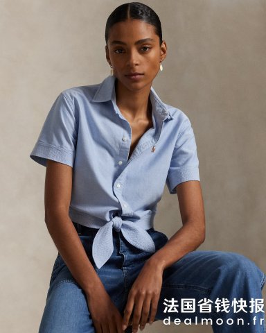 Ralph Lauren棉质牛津系带短款衬衫