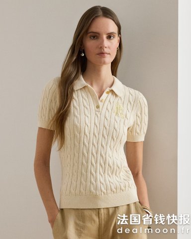 Ralph Lauren棉质麻花针织Polo衫