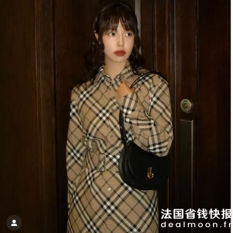 Burberry羊毛混纺格纹连衣裙 配腰带