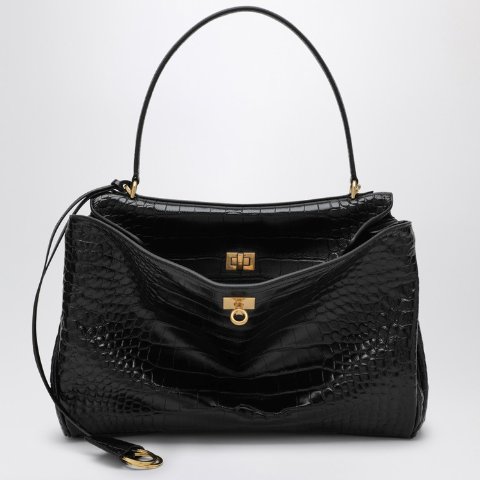 BalenciagaRodeo 中号黑色牛皮手袋