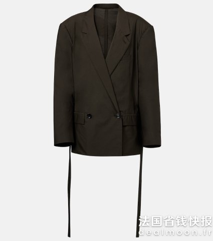 棉丝混纺系带西装外套