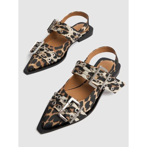 20mm豹纹粗扣芭蕾平底鞋