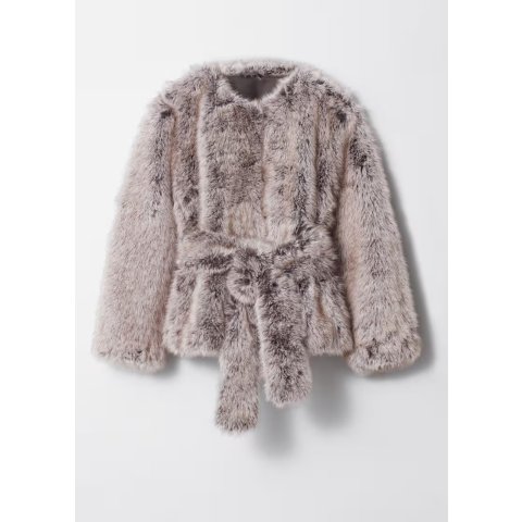 & Other Stories 仿皮草束腰夹克 Mole色