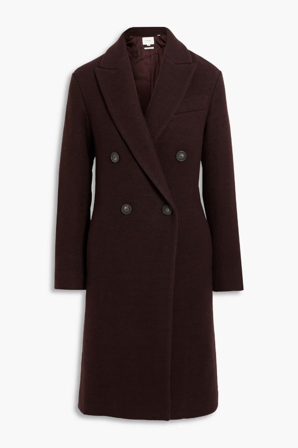 双排扣羊毛混纺大衣