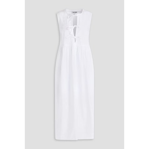 棉府绸中长连衣裙