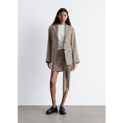 & Other Stories 格纹西装外套 咖啡色