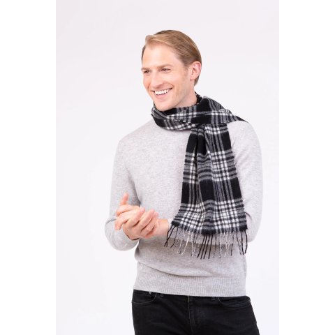  Menzies 羊毛围巾 黑白