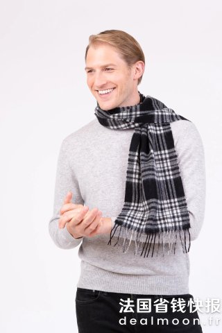  Menzies 羊毛围巾 黑白