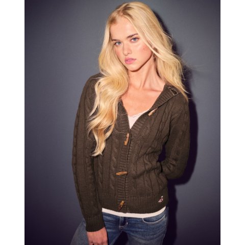 HollisterHoliday Vault 连帽排扣毛衣外套