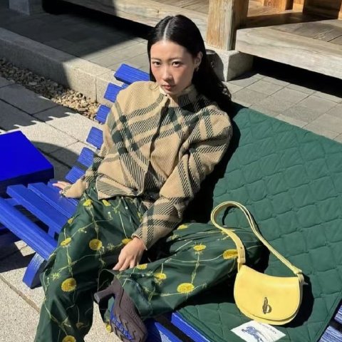 格纹羊毛混纺开衫